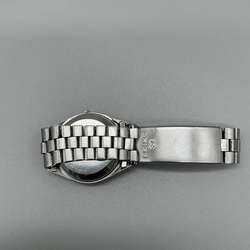 Vintage Seiko SQ Mens Watch 36mm Stainless Day Date 4633-8079 New Battery 7